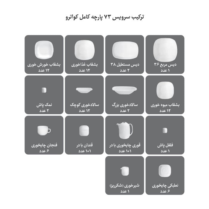 سرویس 73 پارچه چینی زرین کواترو طرح ادلین توسی thumbnail 6