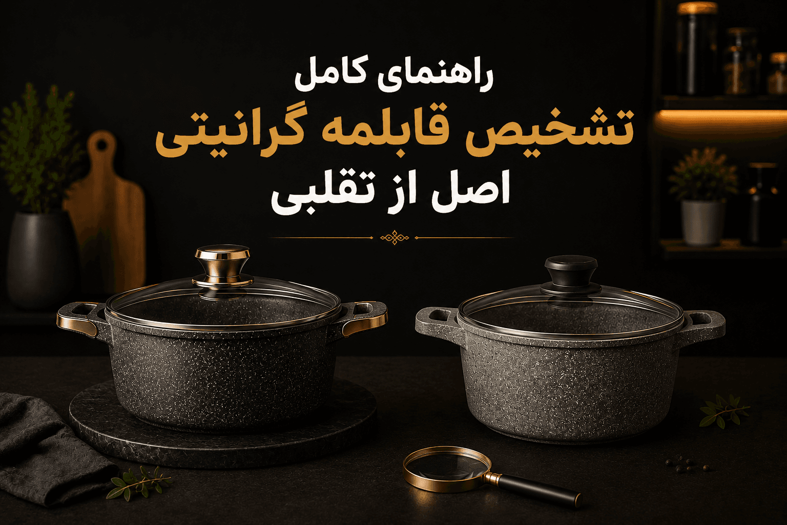 راهنمای کامل تشخیص قابلمه گرانیتی اصل از تقلبی؛ بررسی کیفیت پوشش، ضخامت بدنه، کف قابلمه، گارانتی و نکات مهمی که قبل از خرید سرویس قابلمه گرانیتی باید بدانید.